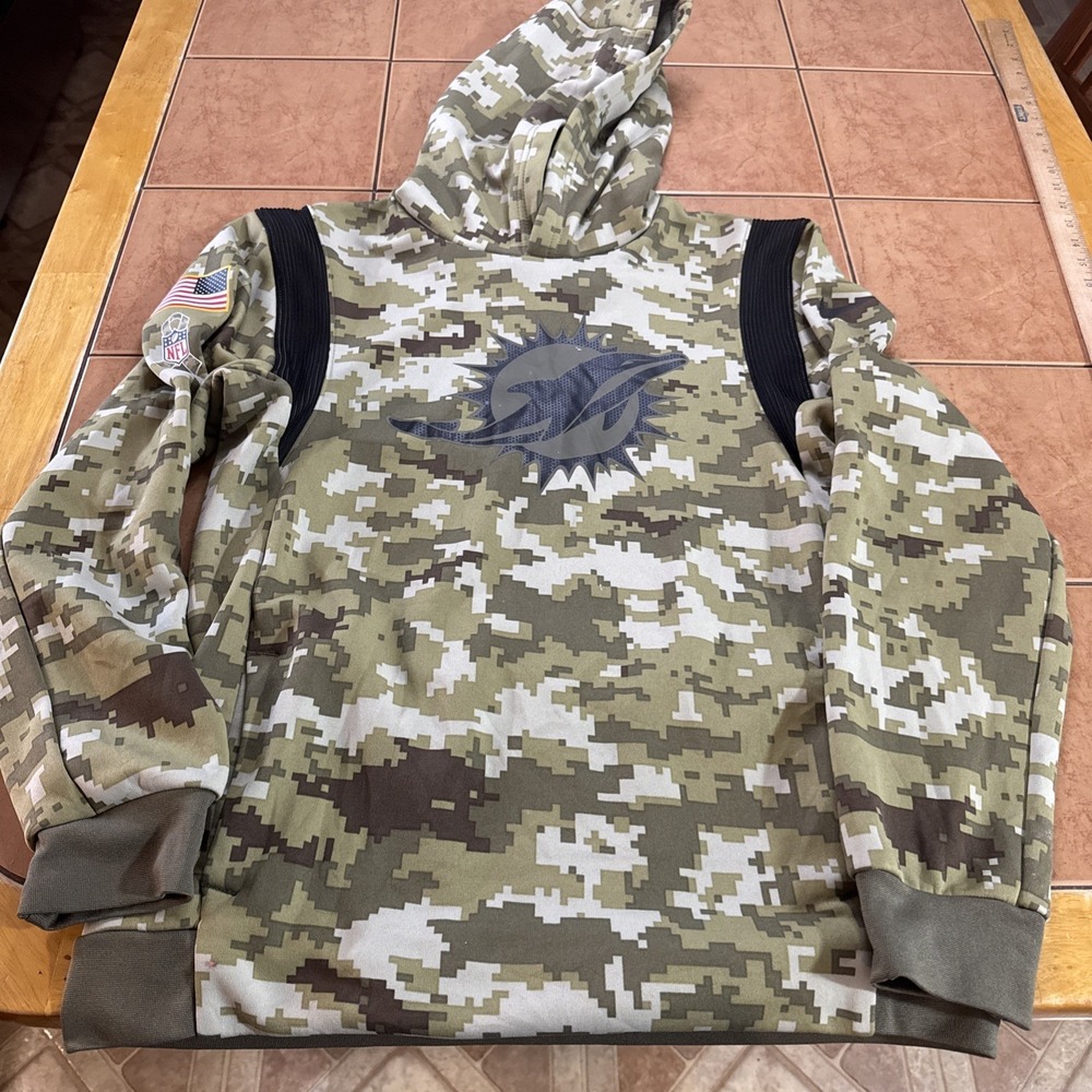 Nike NFL On-Field Miami‎ Dolphins Salute To Service Dri-Fit Hoodie Youth Sz  XL